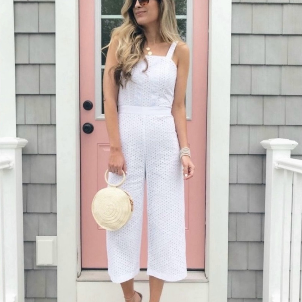 Banana Republic-White Eyelet Jumpsuit